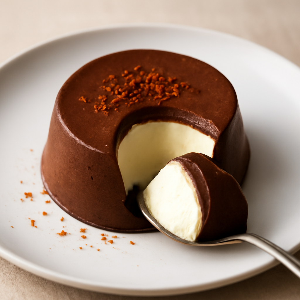 Mousse al cioccolato con cuore di panna cotta