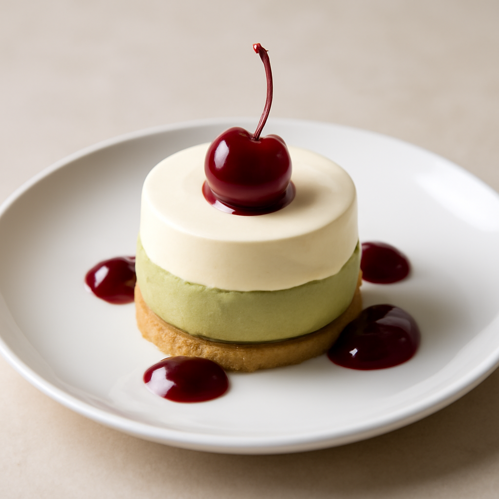 Mousse al pistacchio e amarena