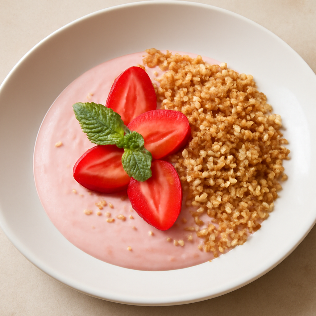 Mousse alla fragola con crumble al cocco