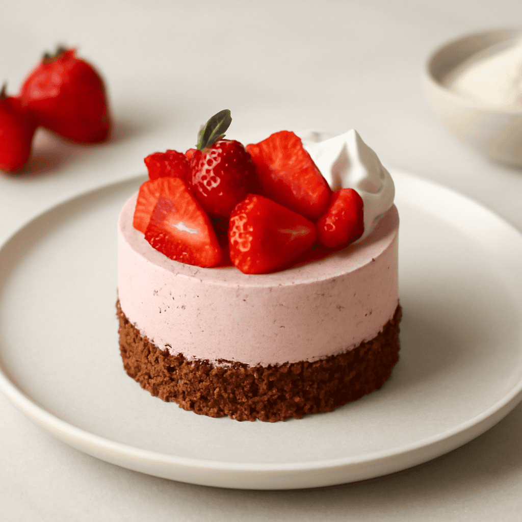 Mousse alle fragole con base friabile