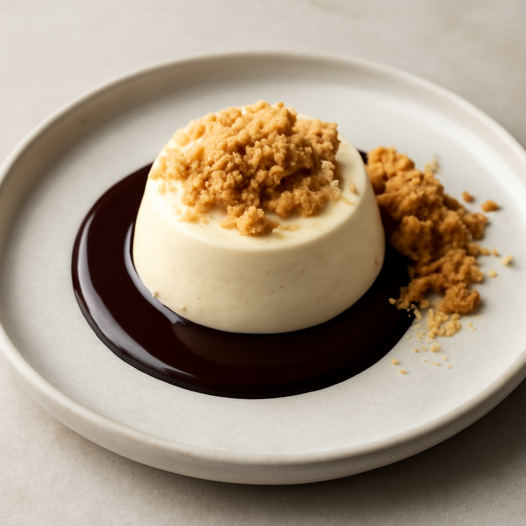 MOUSSE ALLO ZENZERO CON GANACHE DI CIOCCOLATO E CRUMBLE DI BISCOTTI