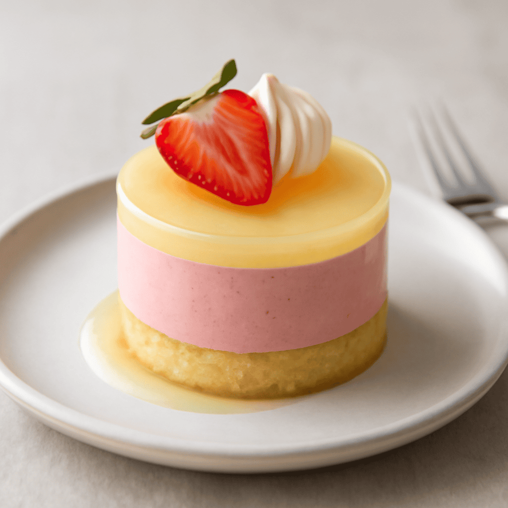 Mousse di fragola con gelatina al limone e biscuit alla vaniglia (stampo 20cm)