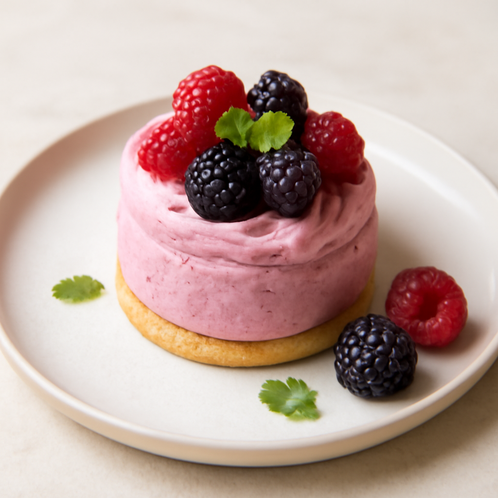 Mousse di more, lamponi e menta