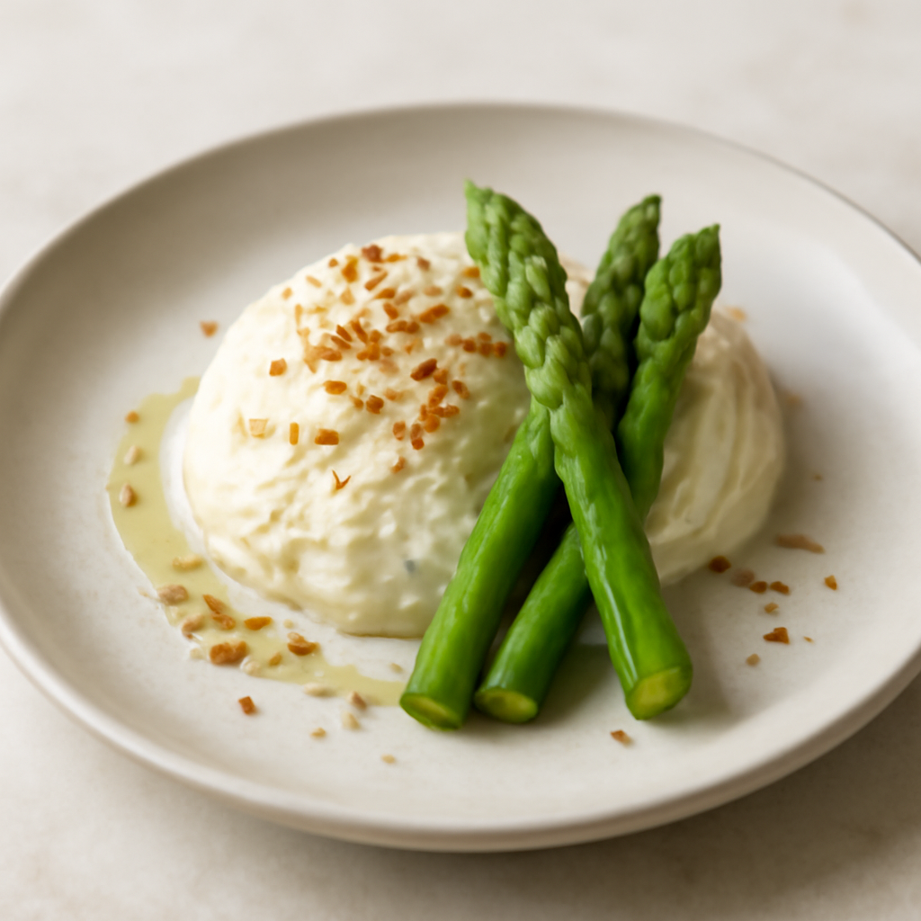 Mousse di yogurt asparagi e mandorle