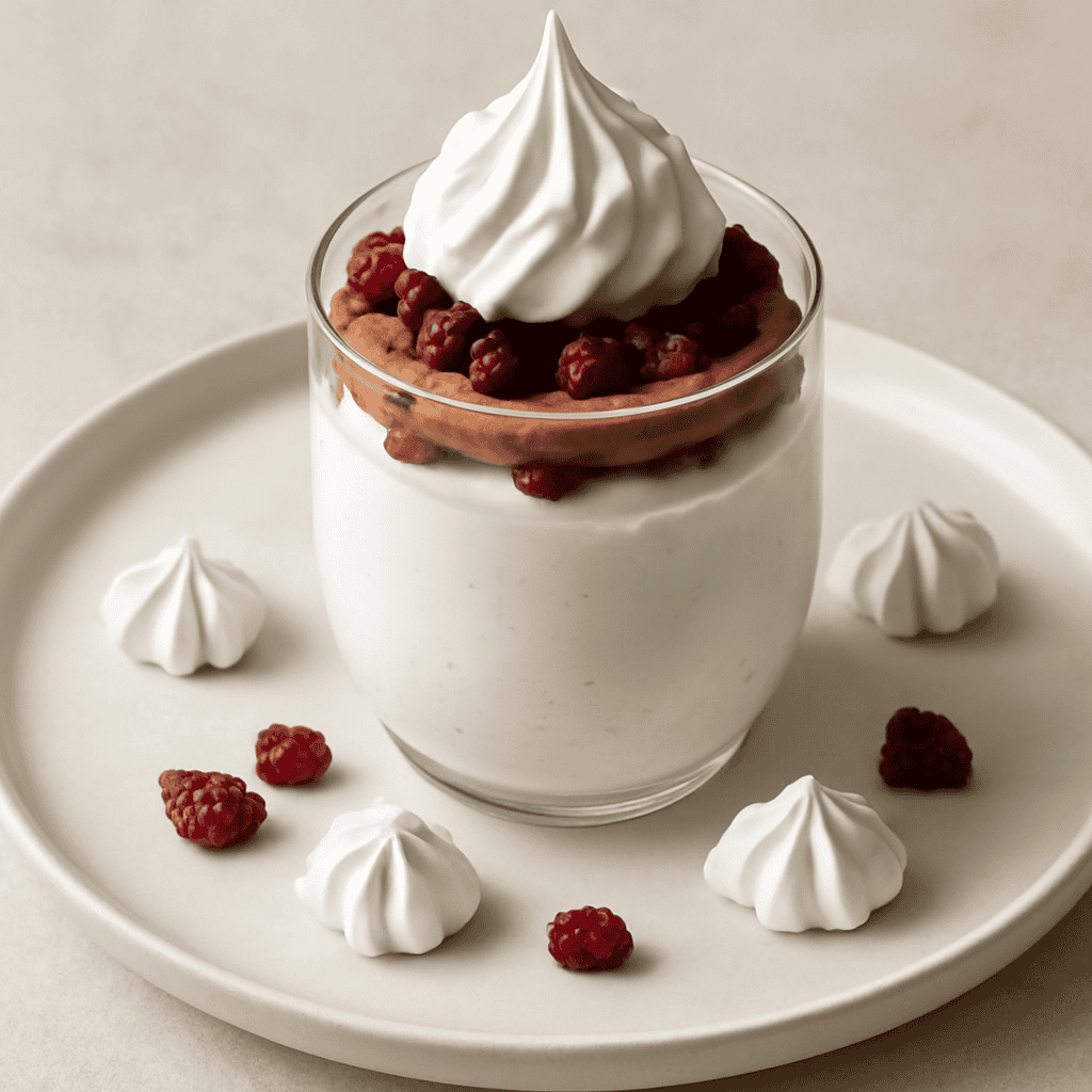 Mousse yougurt e mirtilli rossi con biscuit al caffè