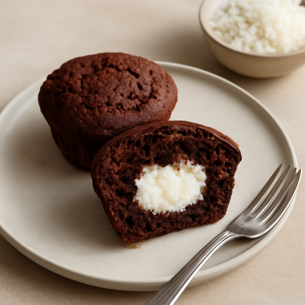 Muffin al cacao e cuore di cocco