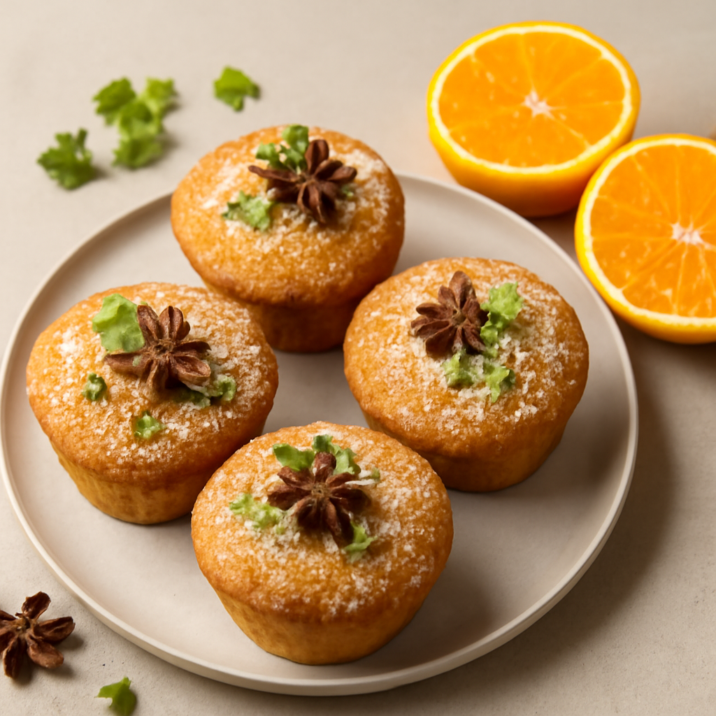 Muffin all’arancia aromatizzati al coriandolo e anice stellato