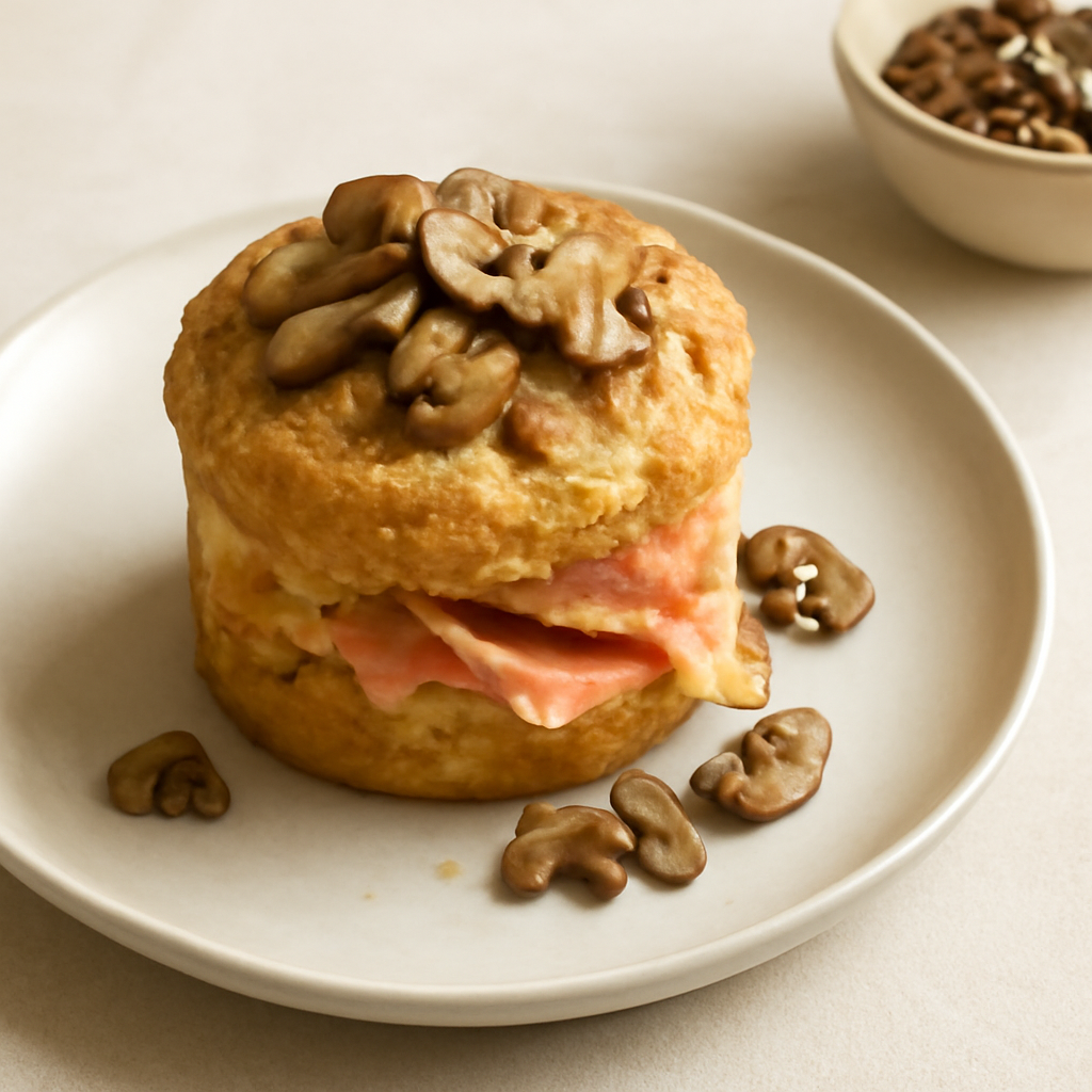 muffin con funghi trifolati e salmone