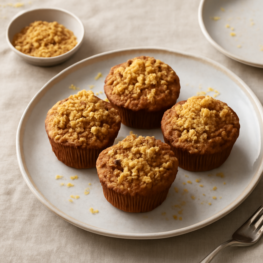 Muffin integrali allo zenzero con crumble al limone