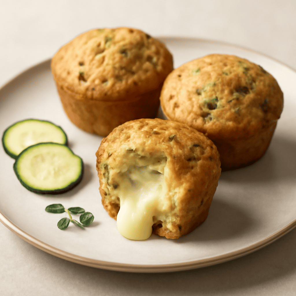 Muffin salati alle zucchine con cuore filante