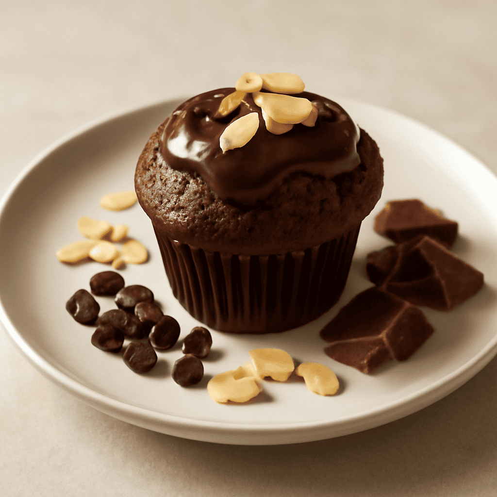 Muffin triplo cioccolato, mandorle e rhum