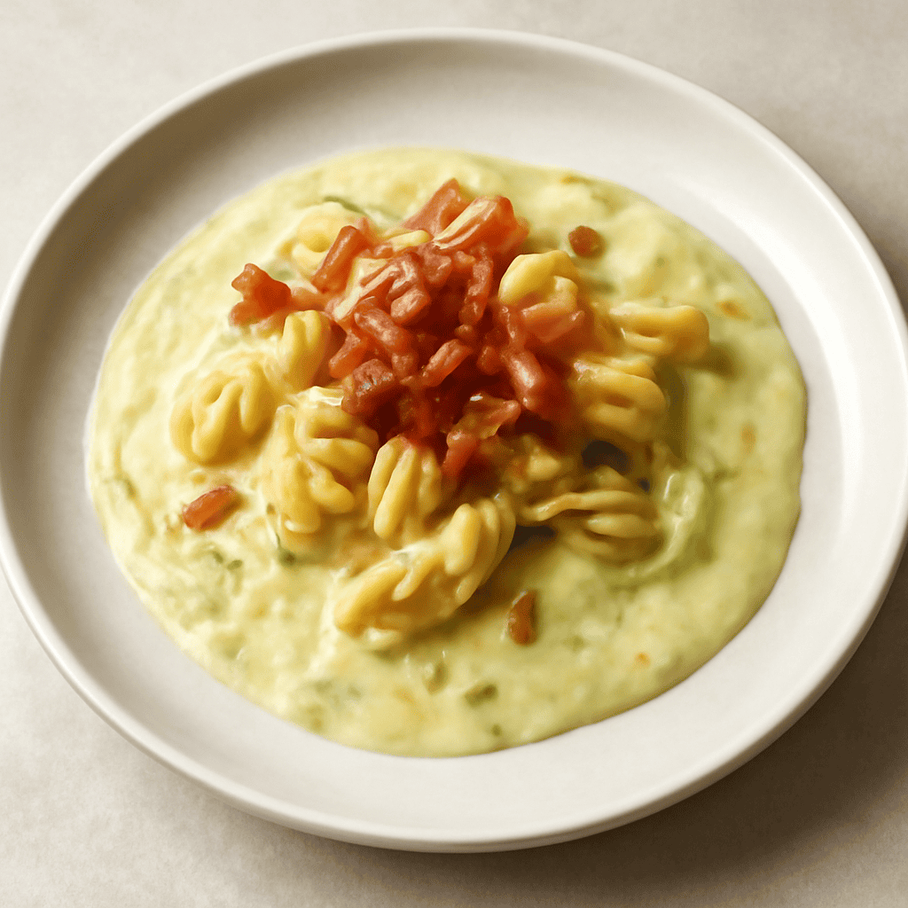 Nodini con crema di porro e pancetta croccante