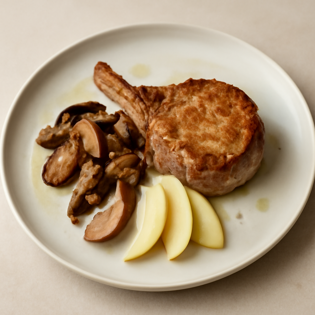 Nodino di vitello con funghi e mele