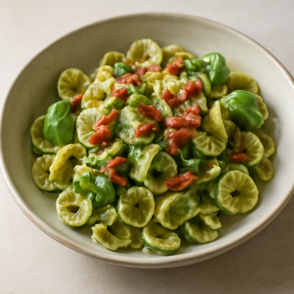 Orecchiette al pesto di zucchine e pancetta