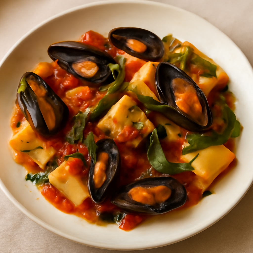 Paccheri con cozze e friggitelli