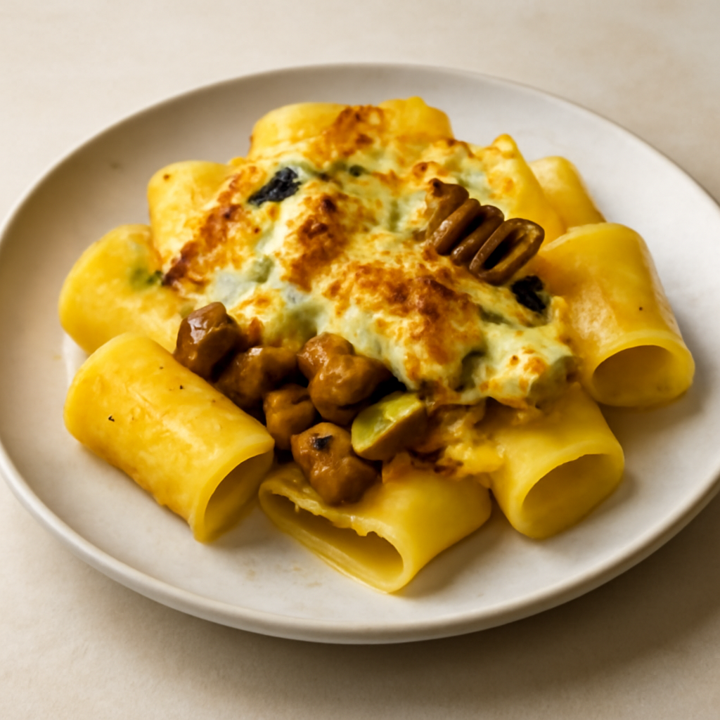 pacchetti con paesana di melanzana alla curcuma gratinati con besciamella