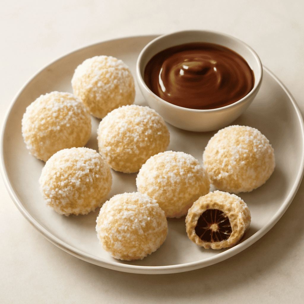 Palline di cocco con crema al cioccolato