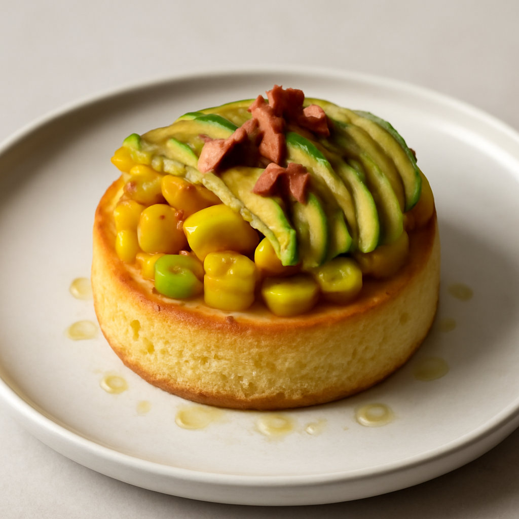 Pan di spagna salato mango e avocado