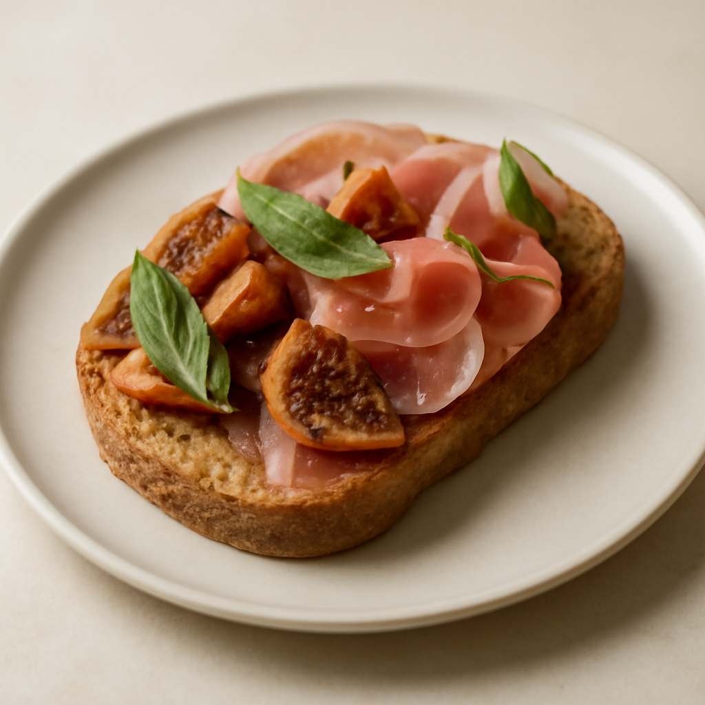 Pane integrale ai fichi, prosciutto e salvia