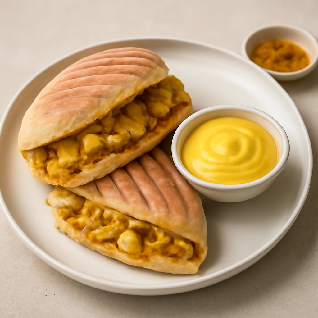Panini al curry di pollo e patate con maionese al mango