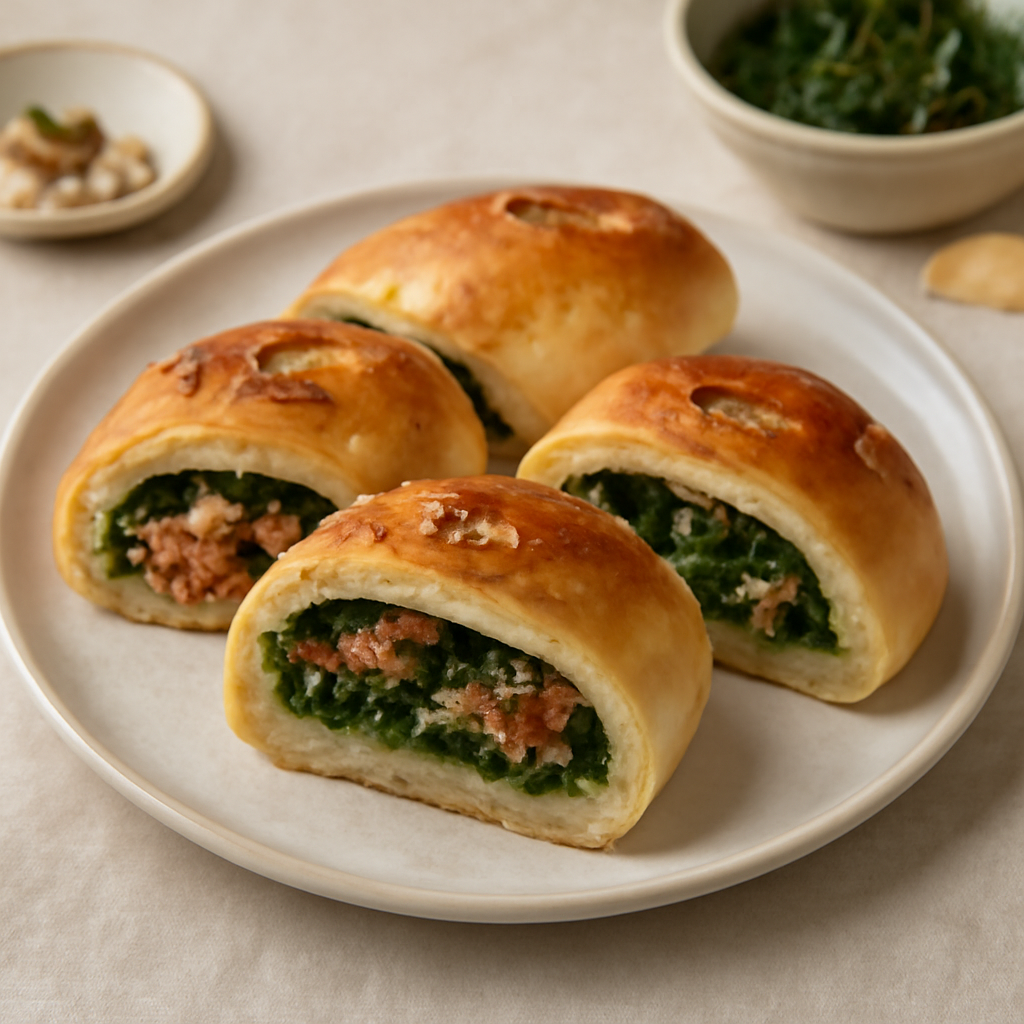 Panini di semola ripieni di rape e salsiccia