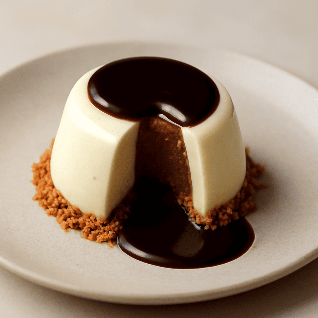 Panna cotta al bayles con cuore di mousse al cioccolato