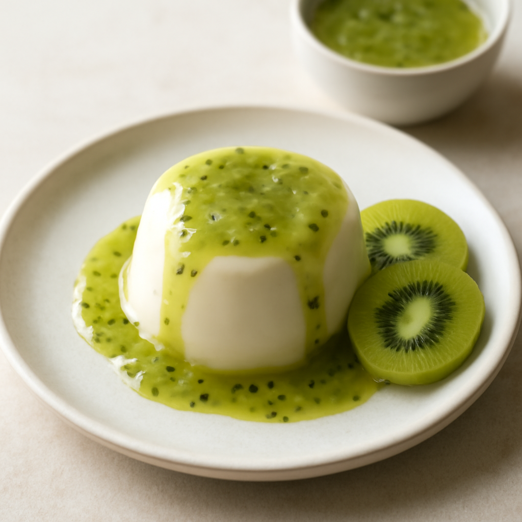 panna cotta al forno in salsa kiwi