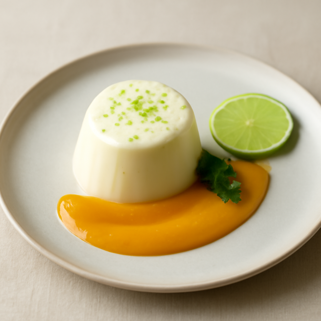 Panna cotta al miele e lime con coulis di mango