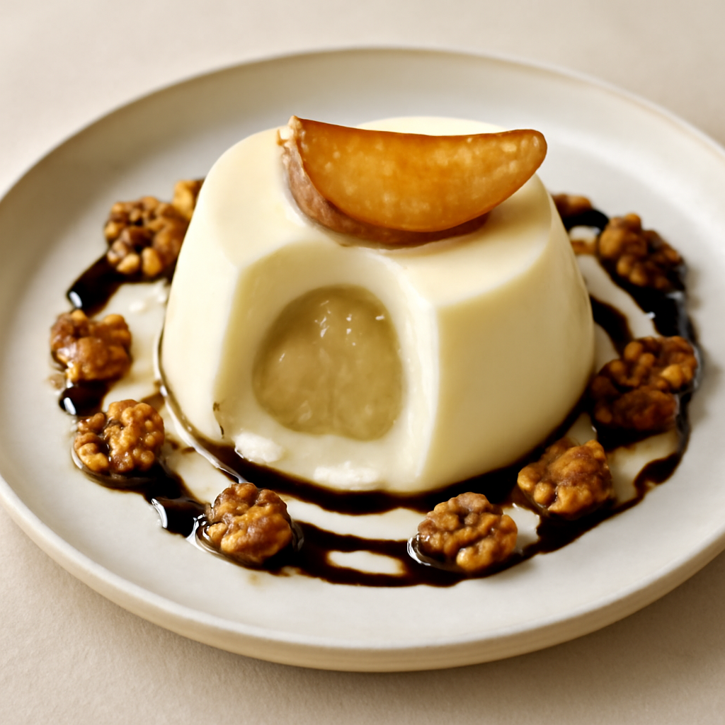 Panna cotta al parmigiano con cuore dolce di pere