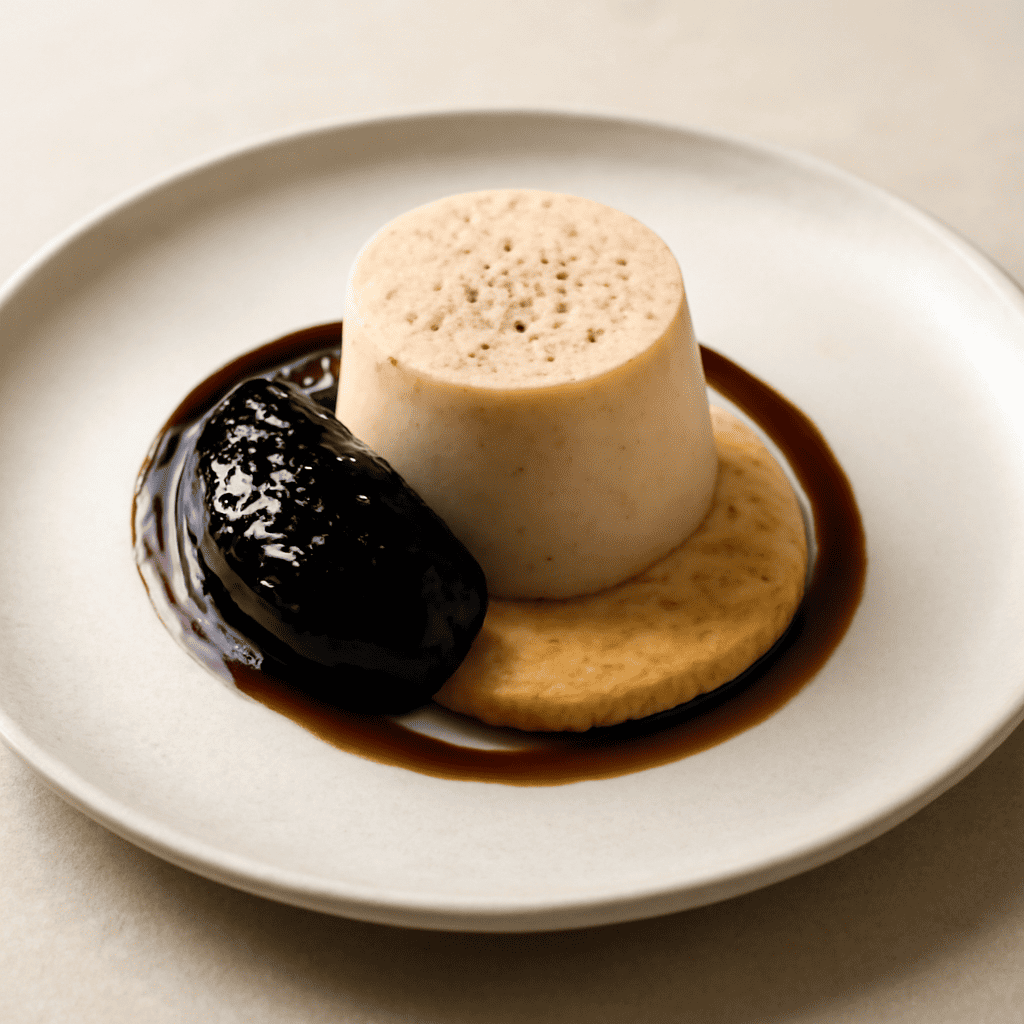 Panna cotta al tonno con geleè di olive nere