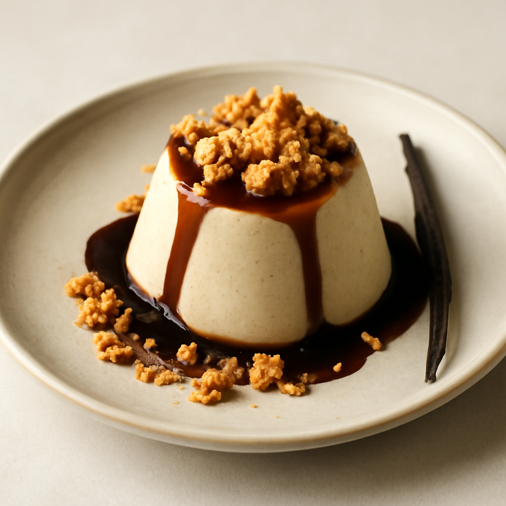 Panna cotta caffè e vaniglia con crumble