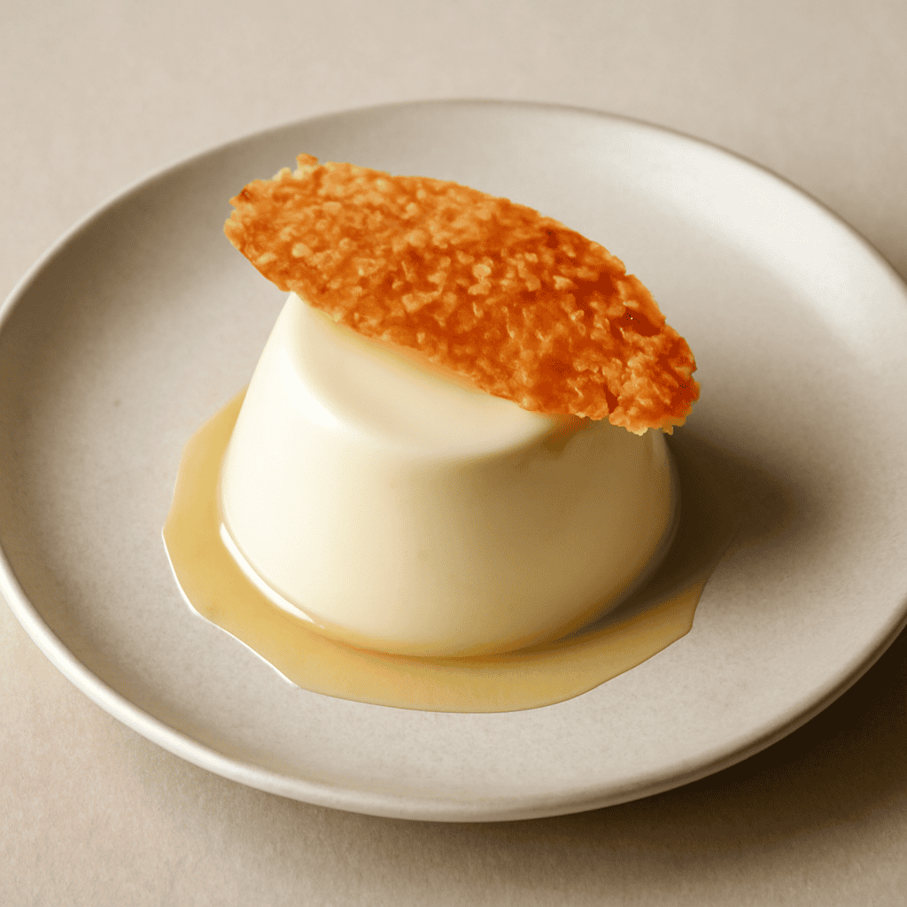 panna cotta cioccolato bianco e cialda croccante al miele