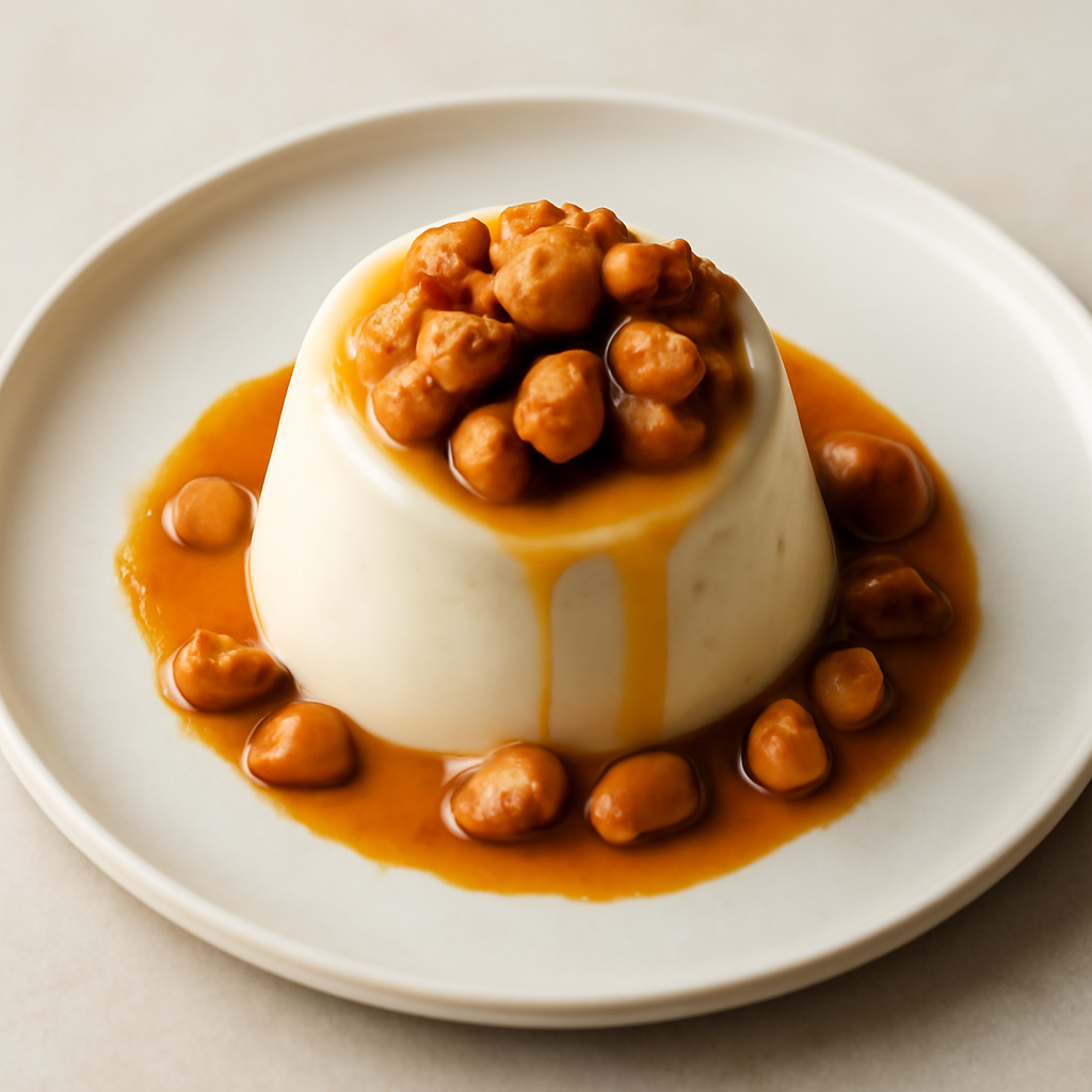 Panna cotta con arachidi caramellate al profumo di rum