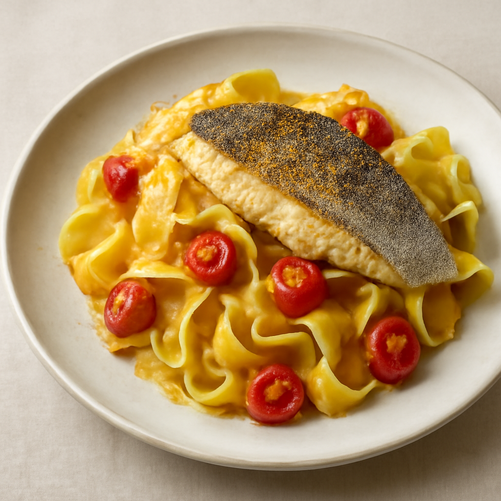 Pappardelle all’orata con bottarga d’uovo