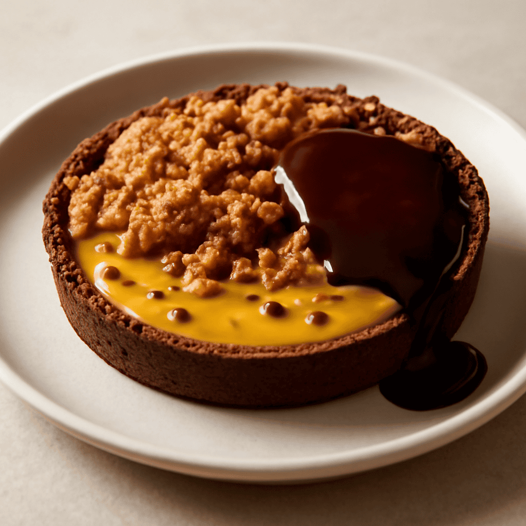 PASSION PIE CON IL SUO CRUMBLE E GANACHE FONDENTE AL SALE
