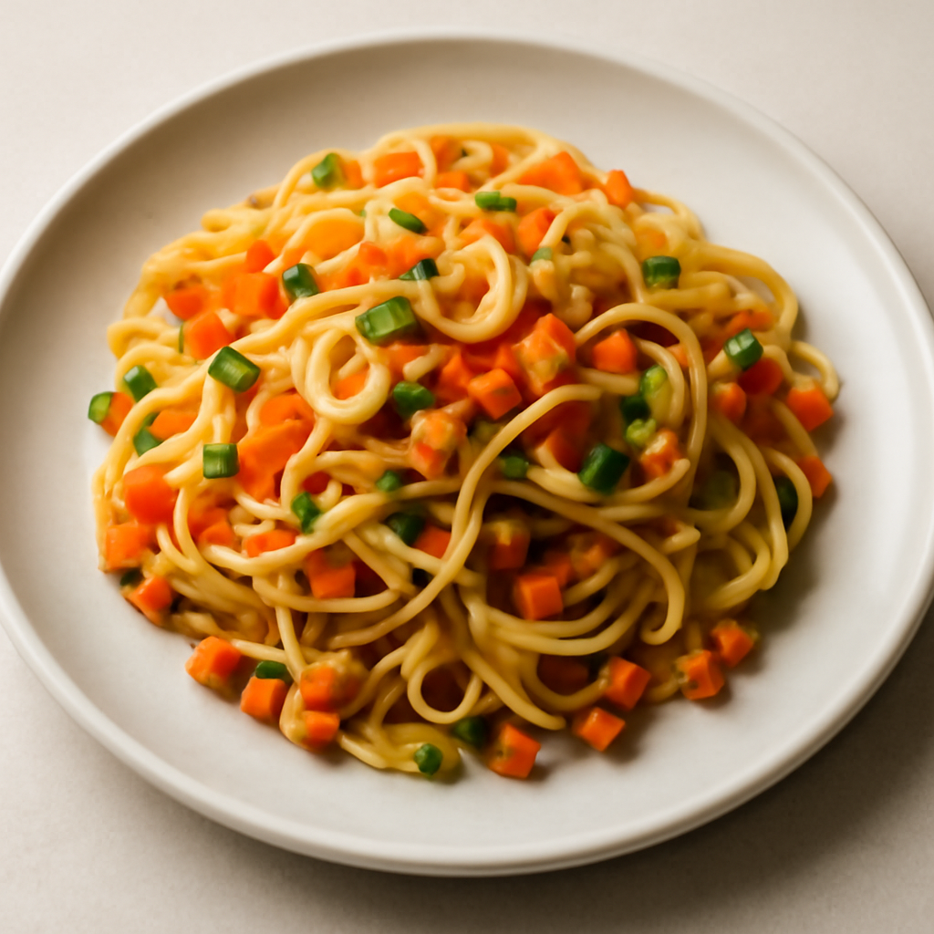 Pasta al aglio fritto, tacole e carote