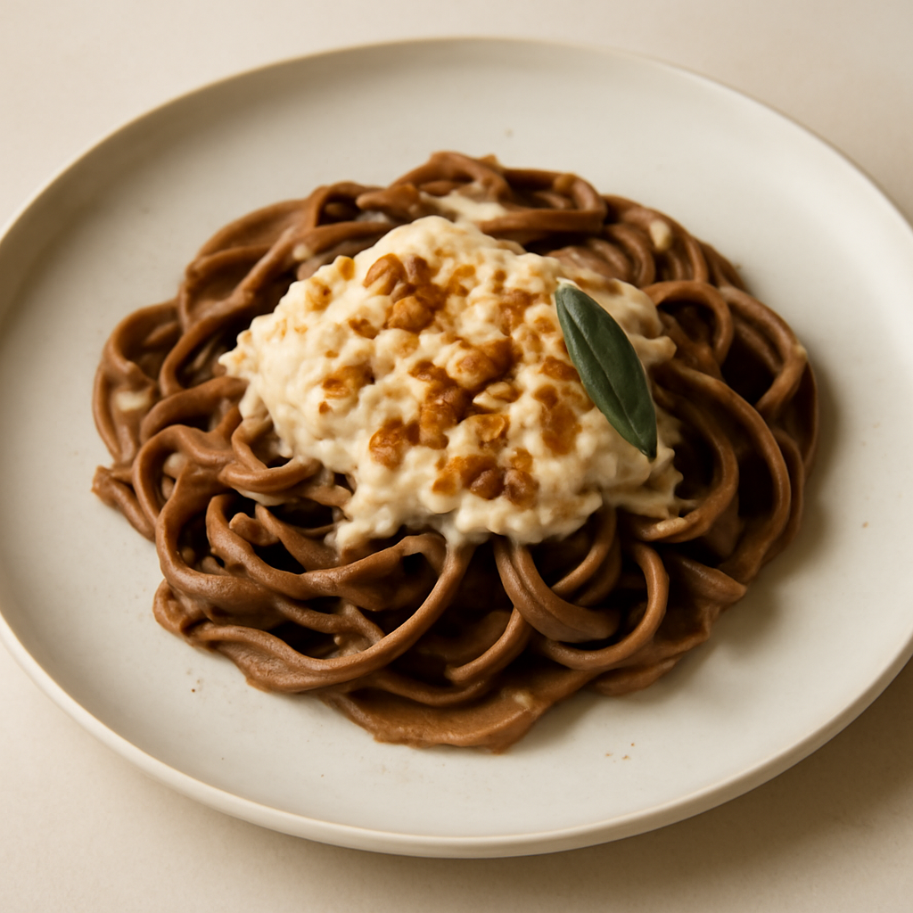 Pasta fresca al caffè con crema di noci