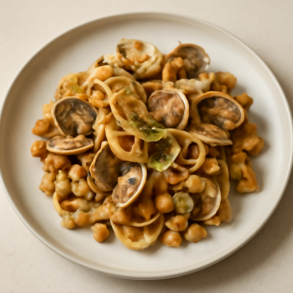 Pasta semicroccante ceci e vongole