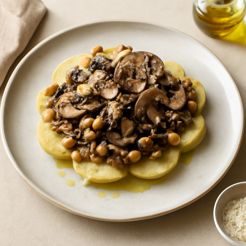 pasticcio funghi tartufo e ceci