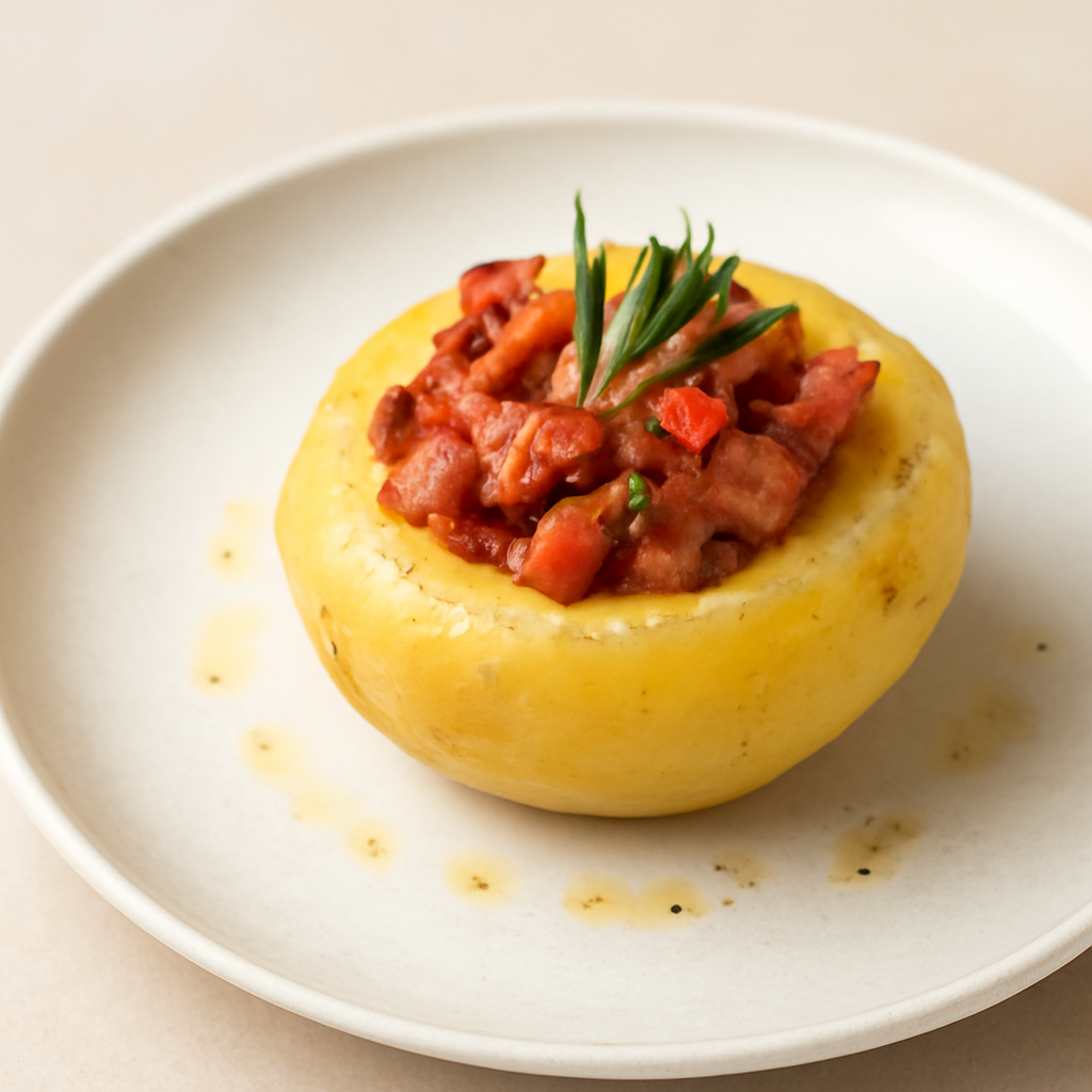 Patata ripiena con pancetta al rosmarino