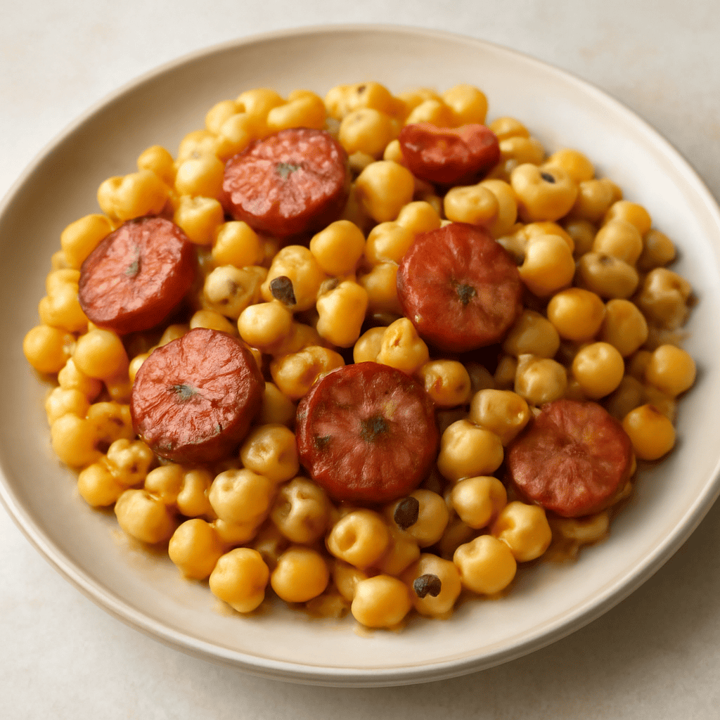 Pâtes, Pois Chiches et des Saucisses