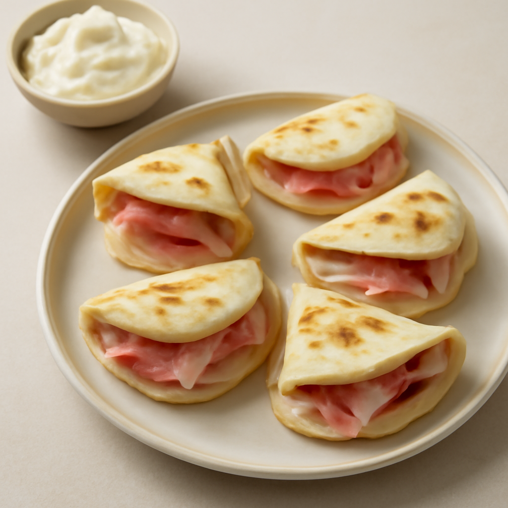 Piadine mignon con farcia al prosciutto cotto