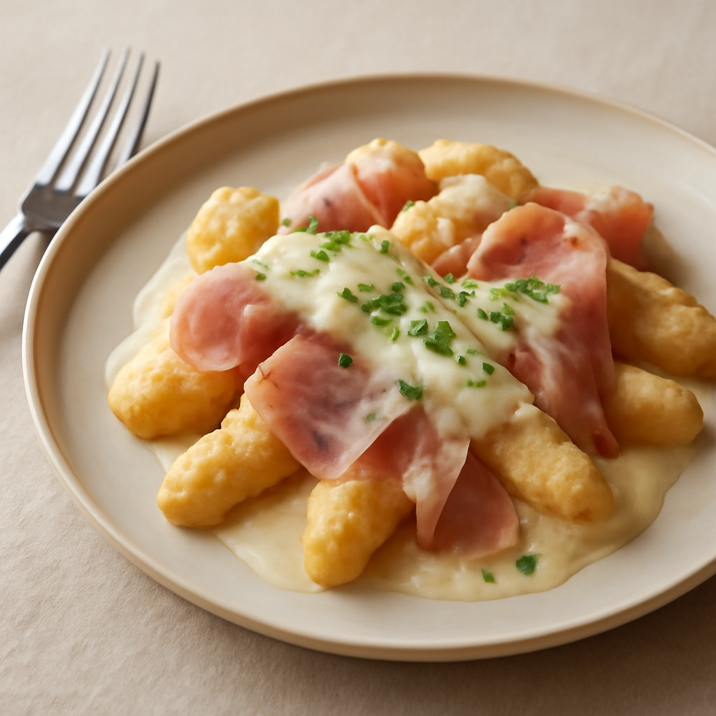 Pitoncini con prosciutto e fontina