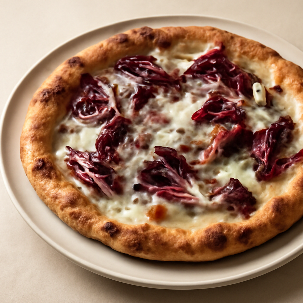 Pizza al farro con gorgonzola e radicchio