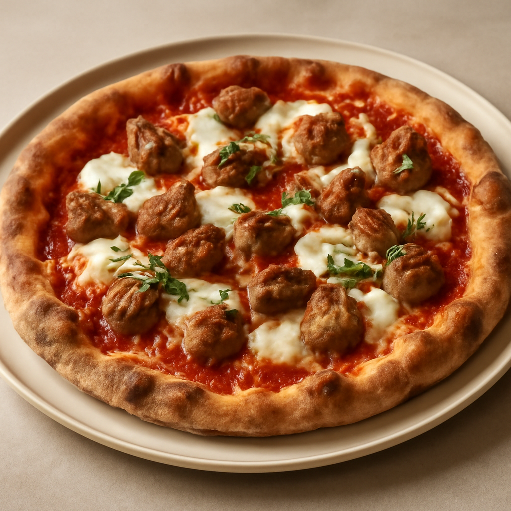 Pizza con salsiccia, stracchino e rosmarino