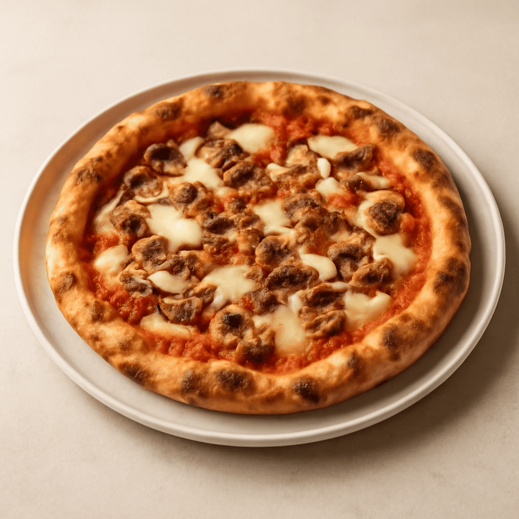 Pizza funghi e salsiccia