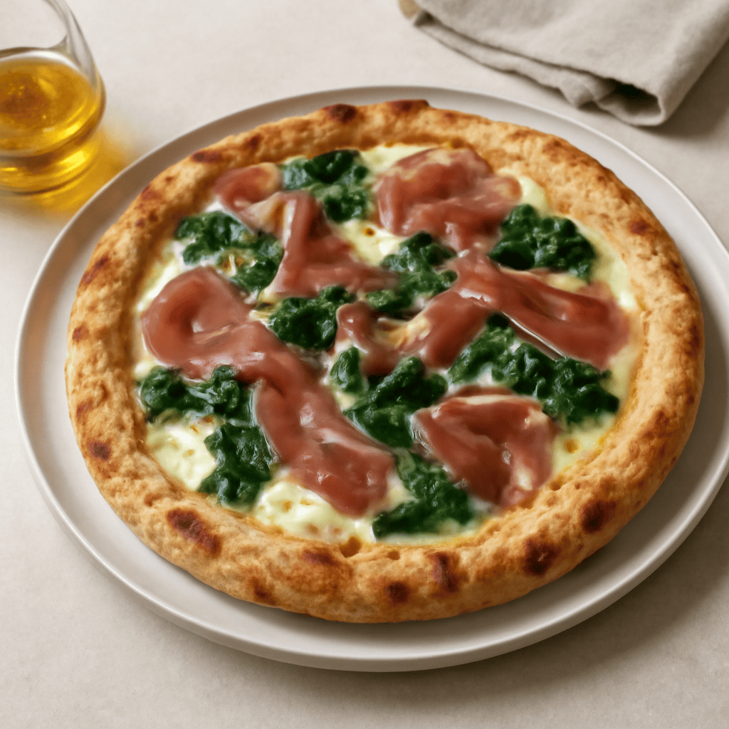 Pizza Mozzarella,Spinaci e Prosciutto Crudo