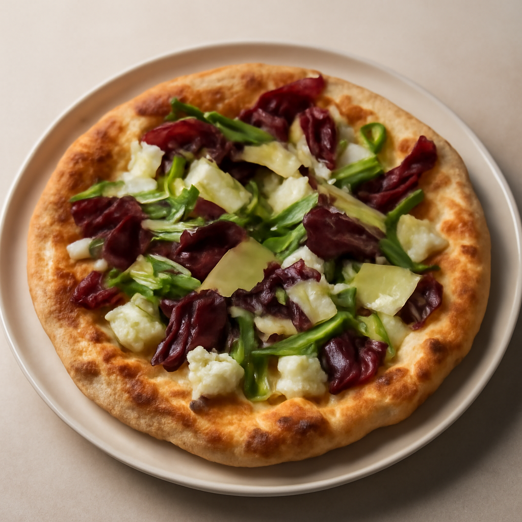 Pizza radicchio e gorgonzola con scaglie di grana