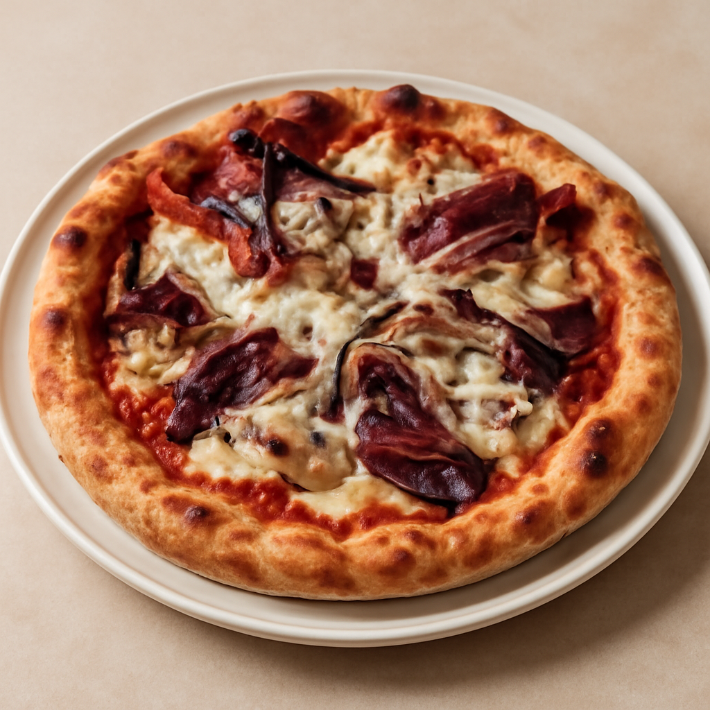 Pizza radicchio, funghi e crema 4 formaggi