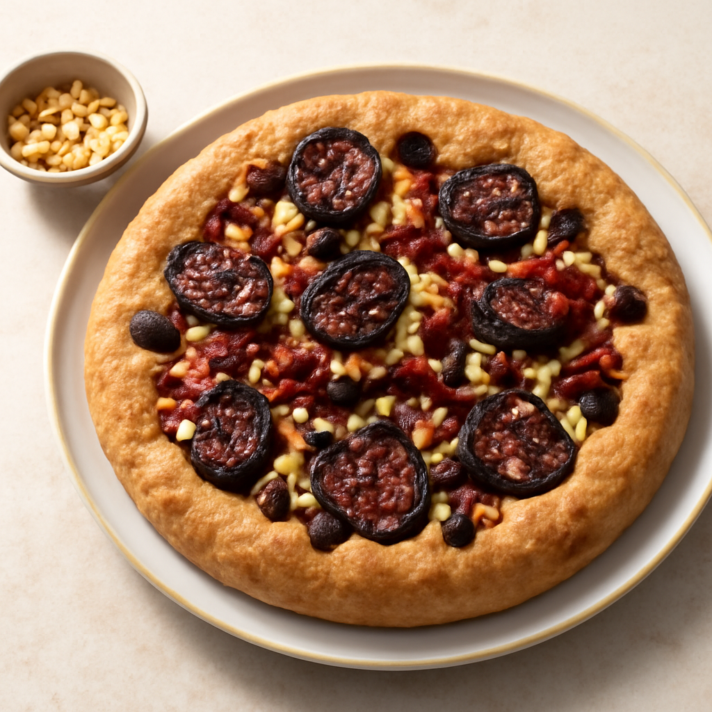 Plum focaccia integrale con pinoli, pomodori secchi e capperi